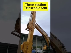 Three-section telescopic arm with clamshell bucket for excavator