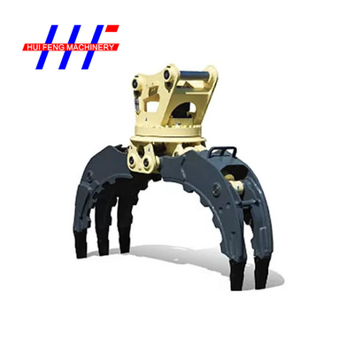 Hydraulic Excavator Rotating Grapple , Rotatable Wood Grapple For Excavator