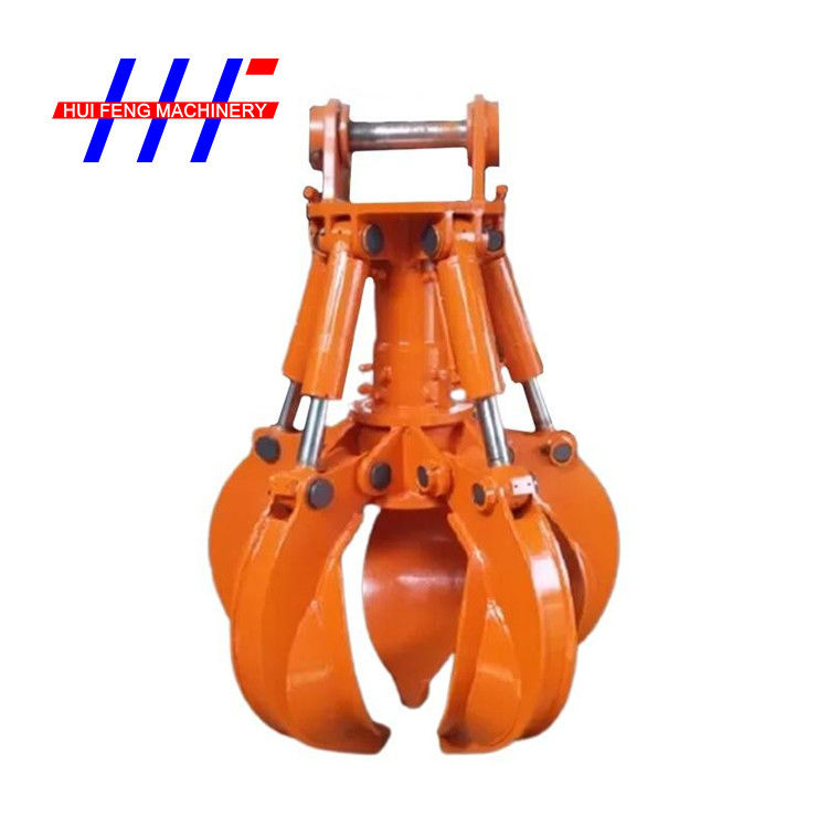 4 Claw Driven Excavator Grapple Q355B Steel Material Orange Peel Grab