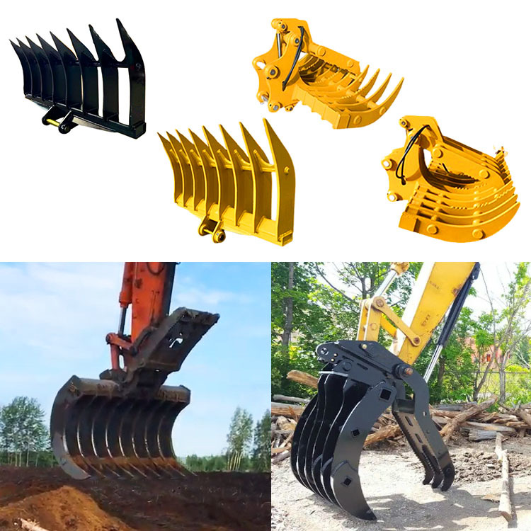 Construction Machinery Parts Q355B Rake Bucket Root Rake for 25-50ton ...
