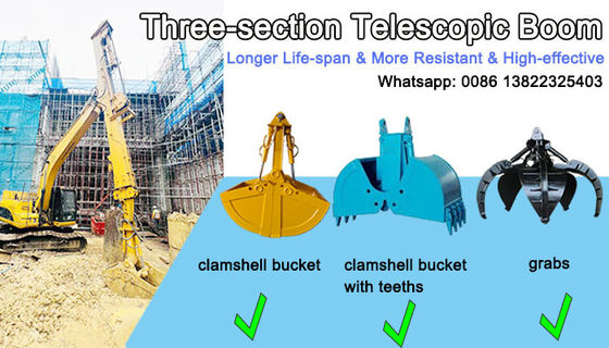 30m 35m Long Reach Clamshell Telescopic Arm Three Section Excavator Dipper Arm