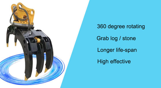 360 Degree Rotation Angle Hydraulic Rotating Grapple for Material Handling