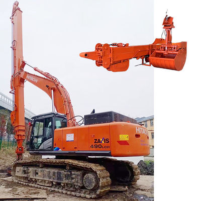 Telescopic Arm With Clamshell Bucket For 50ton Excavator 32m Yellow Red