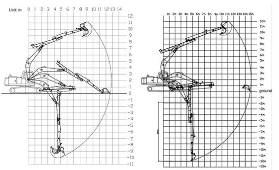 Excavator Long Arm Excavator Sliding Arm Long Reach 12m 16m For ZX490