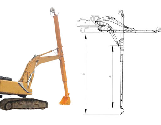 Long Reach Project Excavator Telescopic Arm With Standard Bucket Clamshell Bucket