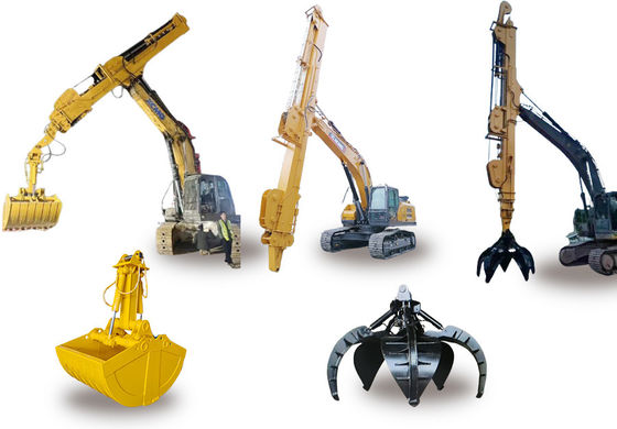 Excavator Long Reach Stick Boom And Arm With Clamshell Bucket With Teeth