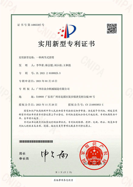 China Jiangmen Kaiping Zhonghe Machinery Manufacturing Co., Ltd certification